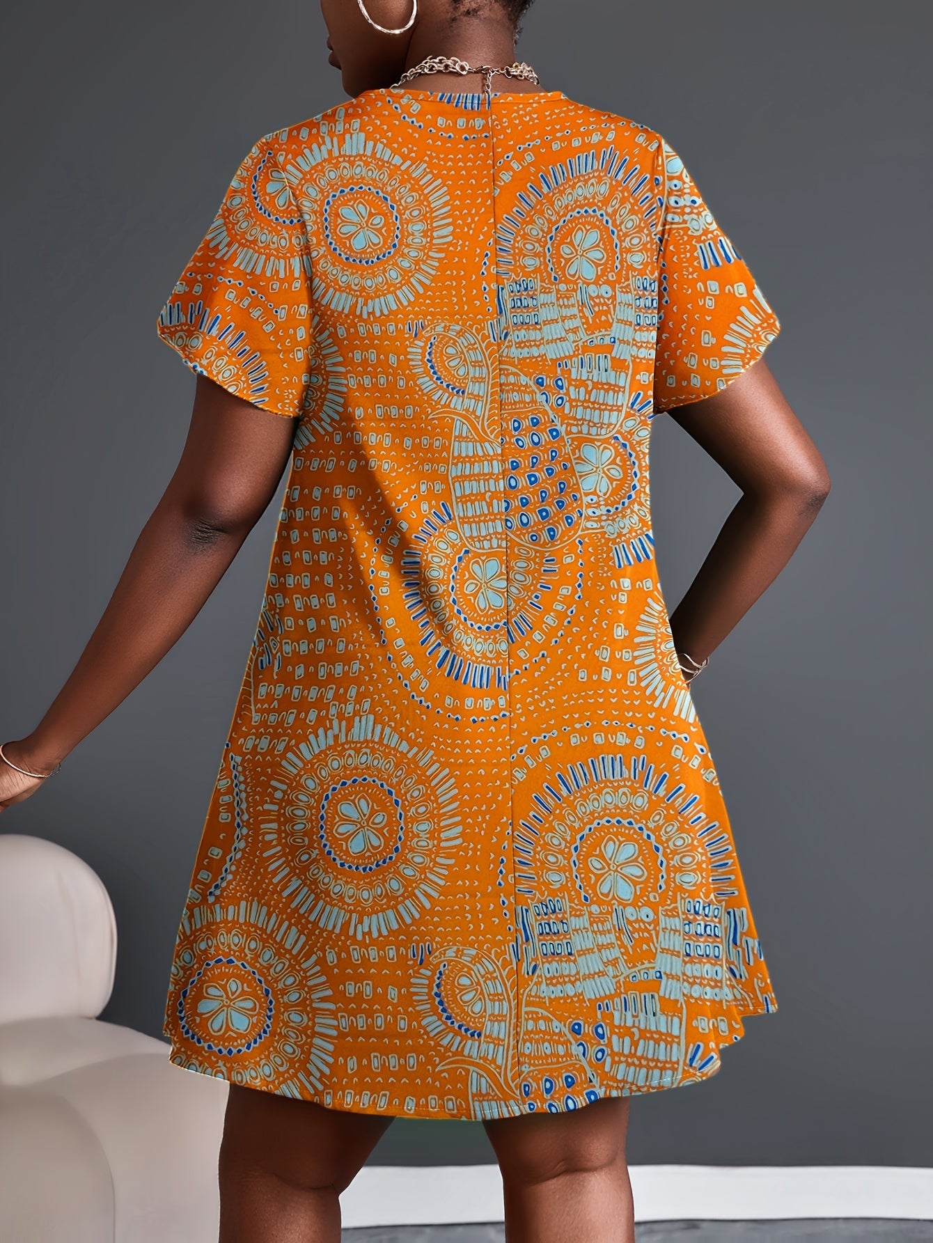 Summer New Twisted Design Short Sleeve Printed Dress