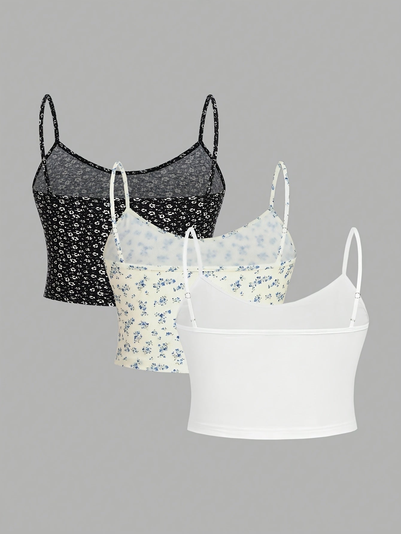 Summer Casual Women's Round Neck Camisole Short Vest Three-Piece Set