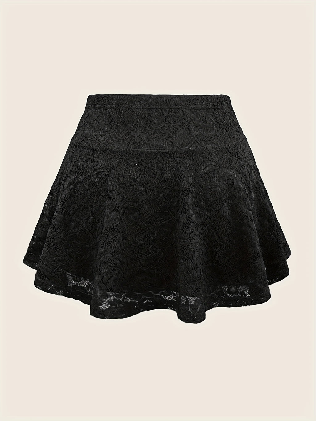 Women'S Elegant Black Lace Trim A-Line Skirt - High-Waisted, Stretchy Polyester Blend, Perfect for Summer Parties & Vacations, Vacation Attire | Highwaisted Skirt | Polyester Blend