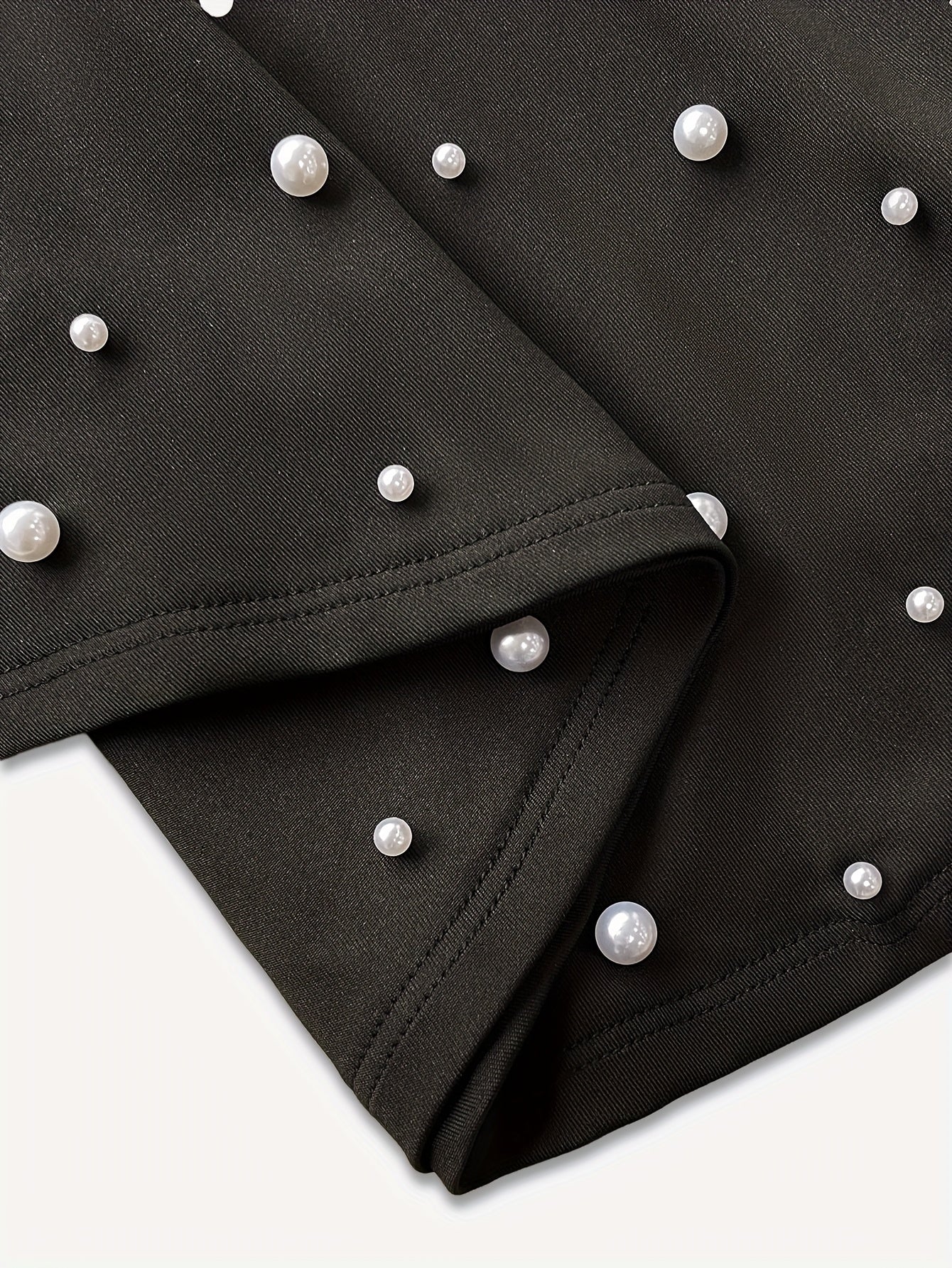 Elegant High-Waist Pearl-Embellished Skirt for Women - Vintage Style Umbrella Skirt with Decorative Studs, Black A-Line Design for Parties and Events, Summer Skirt|Elegant Skirt Design|Decorative Skits, Skirt