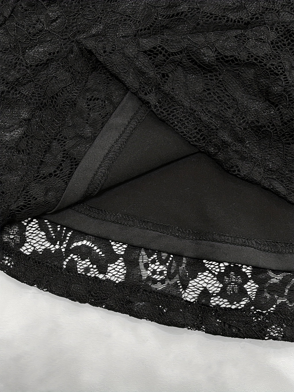 Women'S Elegant Black Lace Trim A-Line Skirt - High-Waisted, Stretchy Polyester Blend, Perfect for Summer Parties & Vacations, Vacation Attire | Highwaisted Skirt | Polyester Blend