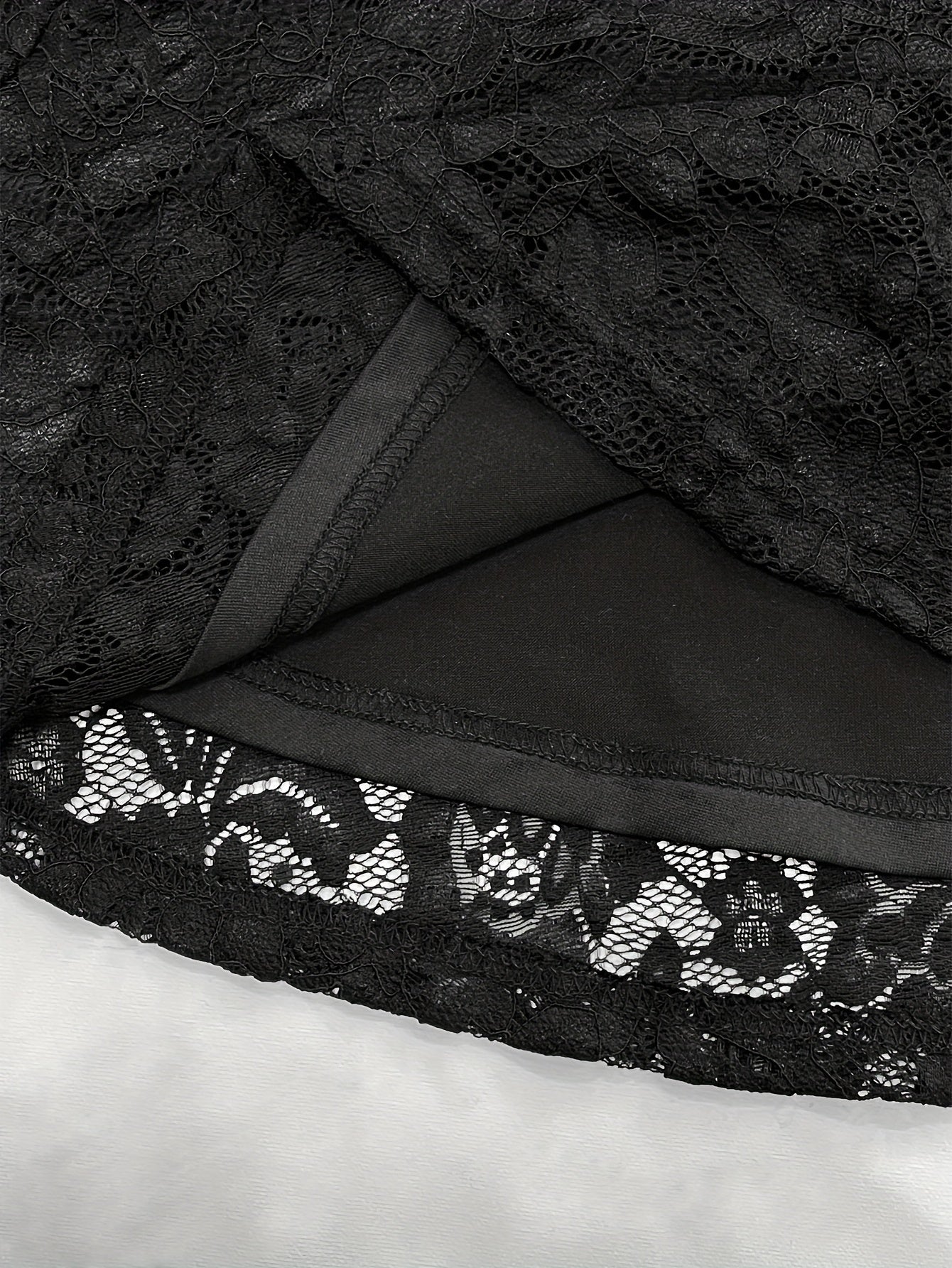 Women'S Elegant Black Lace Trim A-Line Skirt - High-Waisted, Stretchy Polyester Blend, Perfect for Summer Parties & Vacations, Vacation Attire | Highwaisted Skirt | Polyester Blend