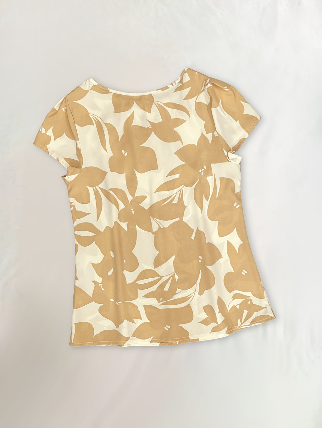 Women'S Casual Floral Print Ruched Bust Crew Neck Short Sleeve Polyester Blouse Top