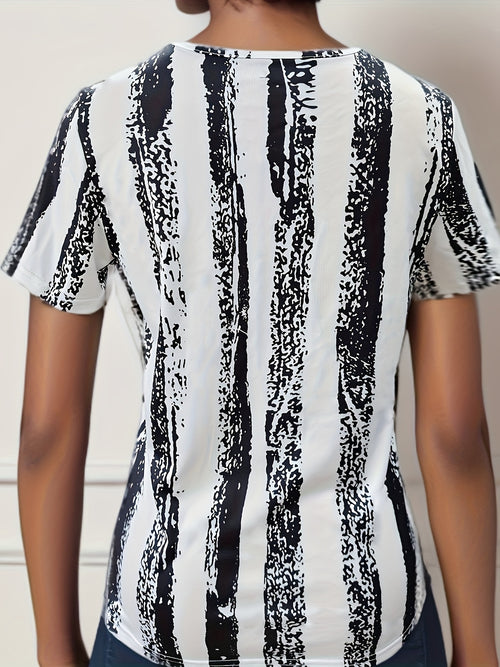 Casual Fashion Irregular Striped T-shirt