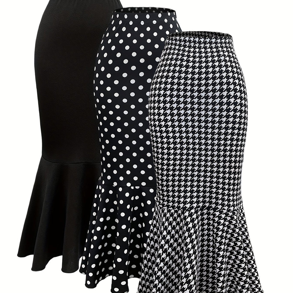 Spring-Summer Women's Midi Fish Tail Skirt Elegant Three-Piece Set