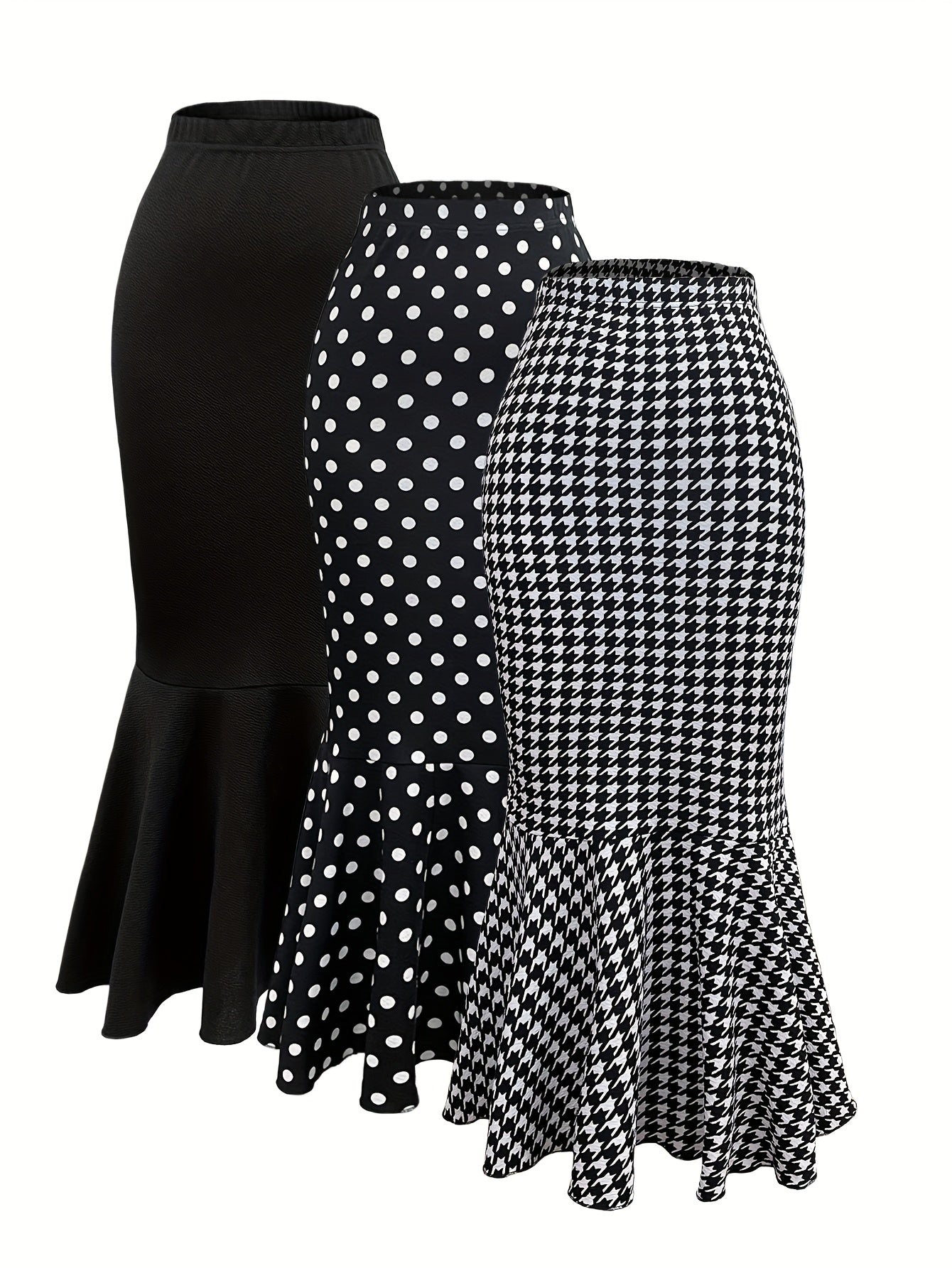 Spring-Summer Women's Midi Fish Tail Skirt Elegant Three-Piece Set